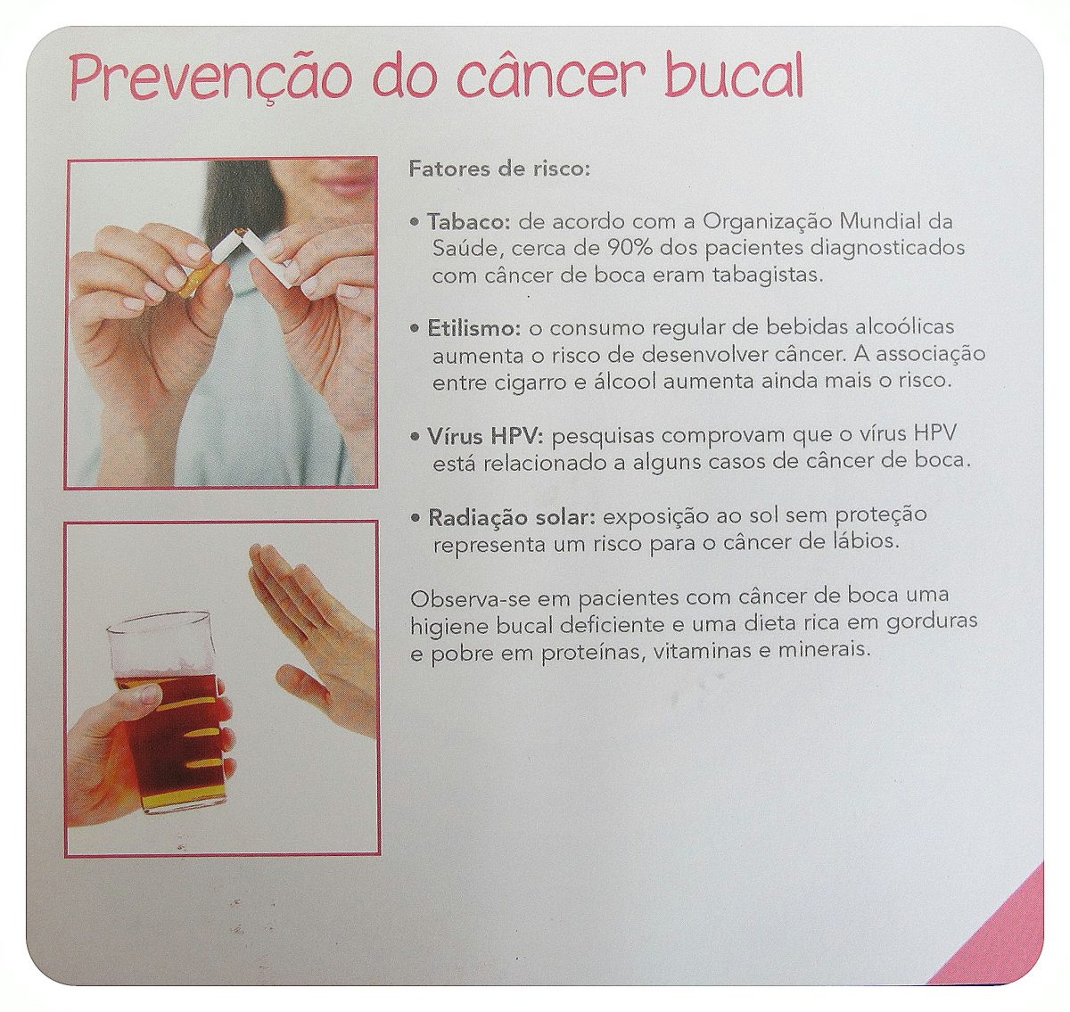 Cuidado com feridas na boca